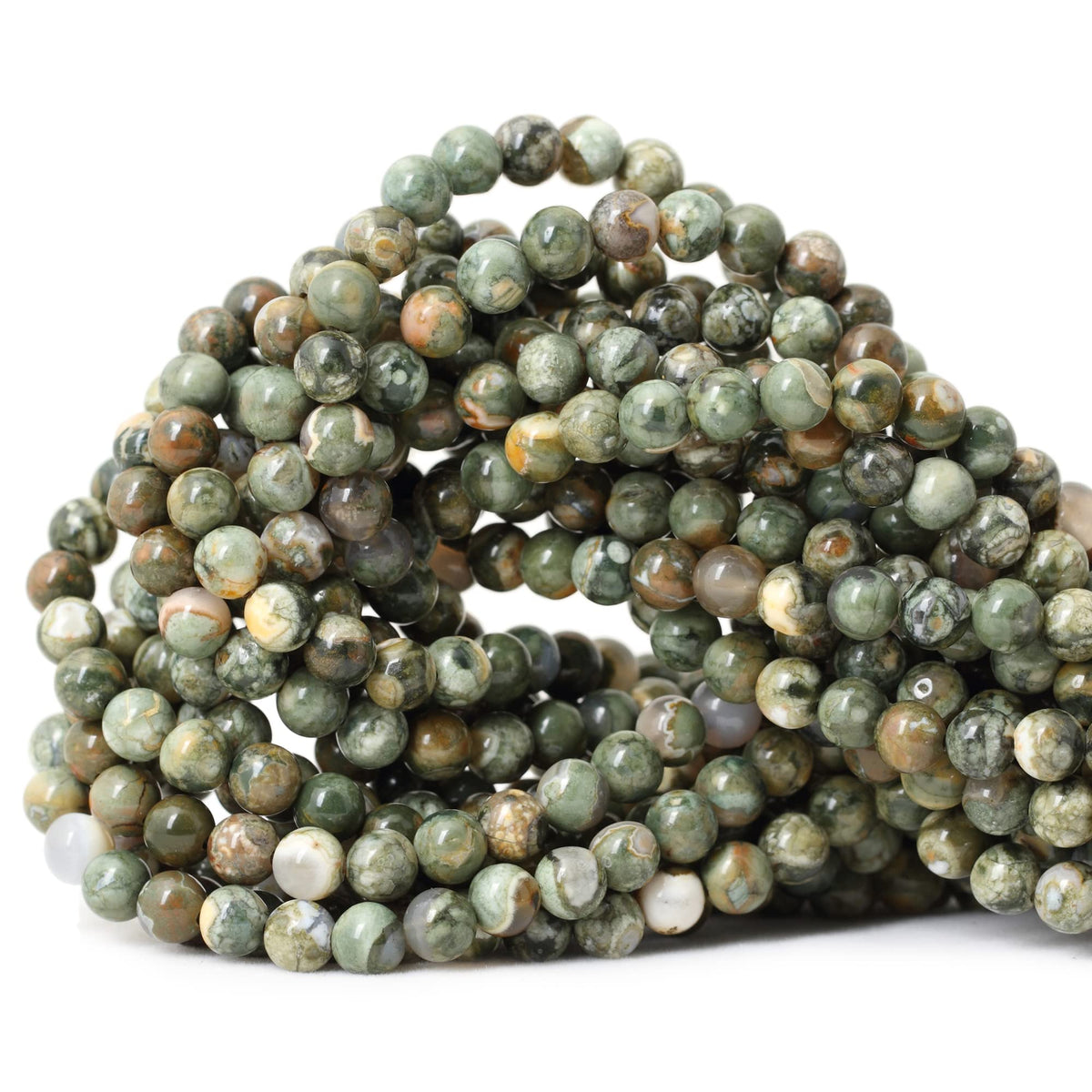 CHEAVIAN 60PCS 6mm Natural Aust Rhyolite Stone Gemstone Round Loose Beads for Jewelry Making 1 Strand 15"