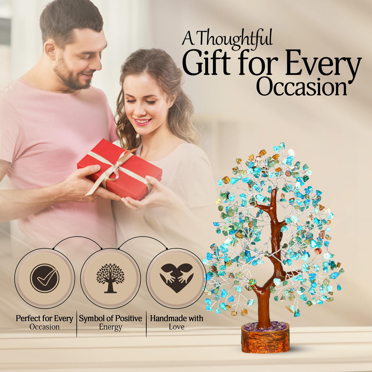 YATSKIA Turquoise Crystal Tree - Gemstone Tree - Tree of Life - Crystal Home Decor - Good Luck Charms - Spiritual Gifts for Women - Gemstones and Crystals - Chakra Stones - Meditation Decor