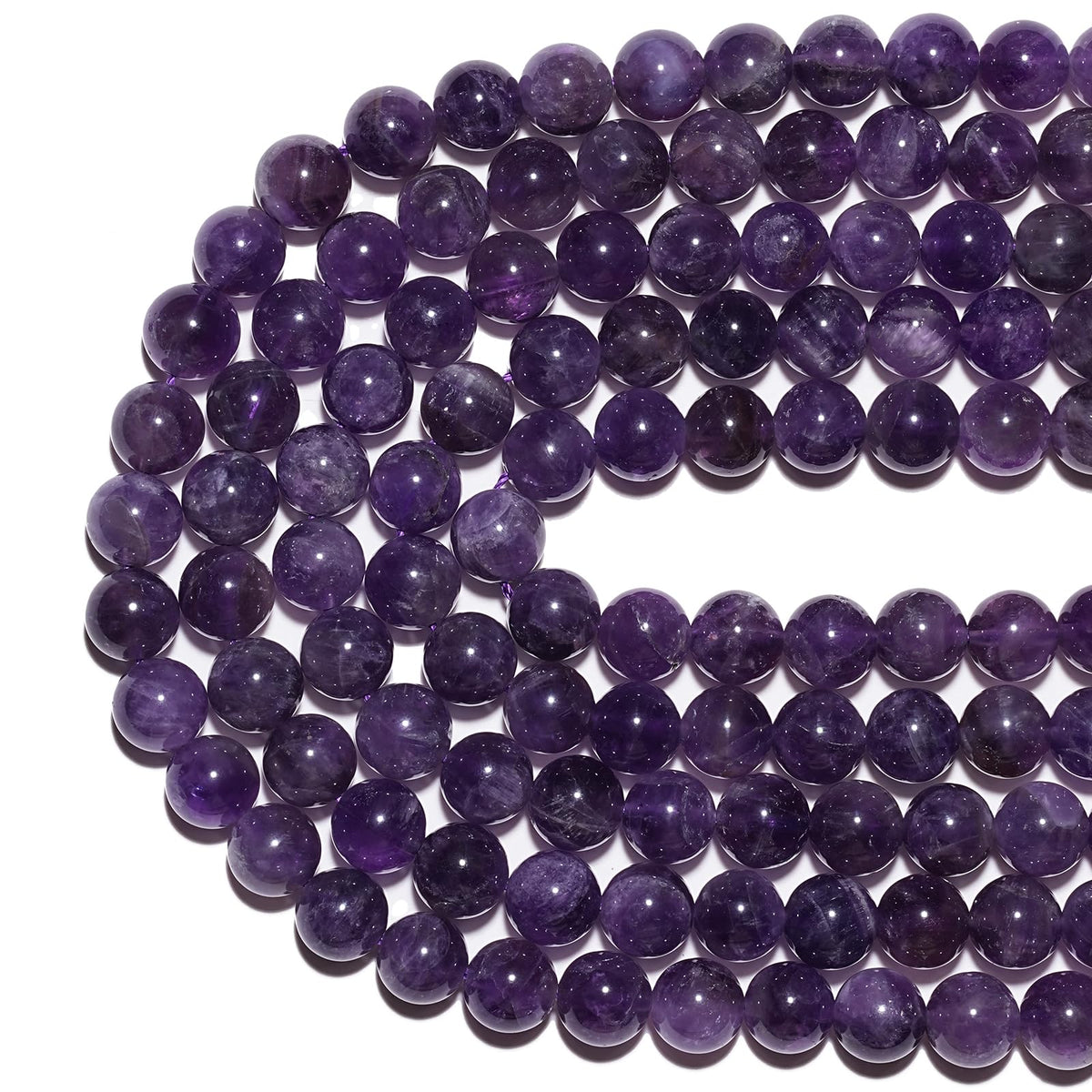 8mm Natural Amethyst Gemstone Beads Polished Round Smooth Stone Beads for Bracelets Jewelry Making 15inch Loose Beads