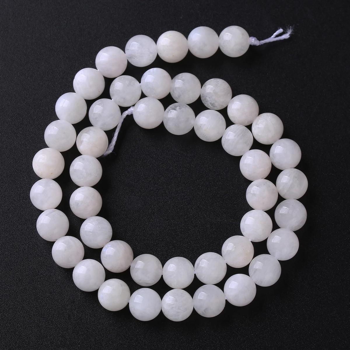 8MM 45PCS Natural Stone White Moonstone Gemstone Semi Precious Beads for Jewelry Making DIY Bracelet