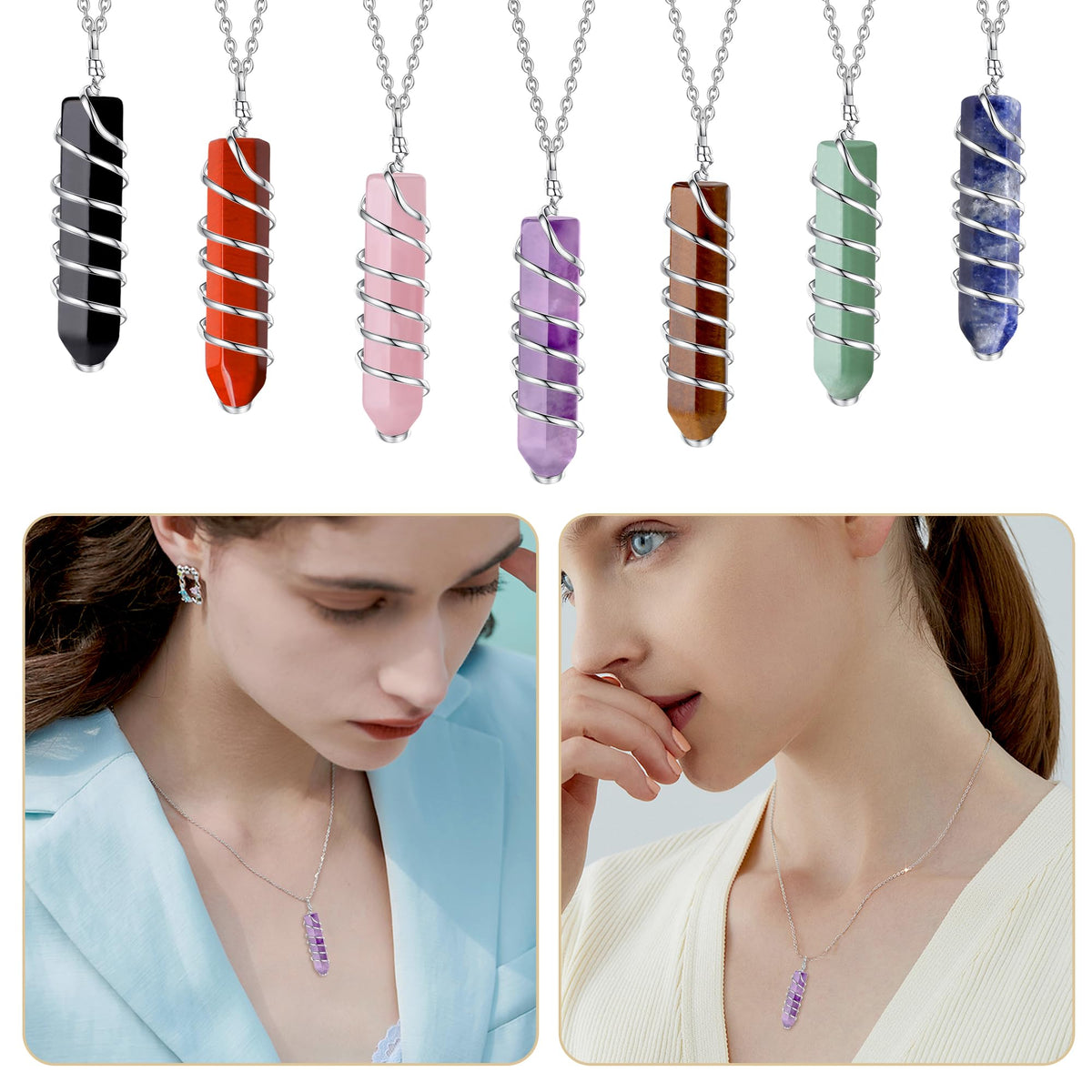 QINJIEJIE Amethyst 20 PCS Healing Crystals Stones Sets Wands Bulk Natural Pocket Purple Crystal Towers Assorted Pointed Reiki Gemstones Polished Energy Meditation Chakra Gifts for Women Men