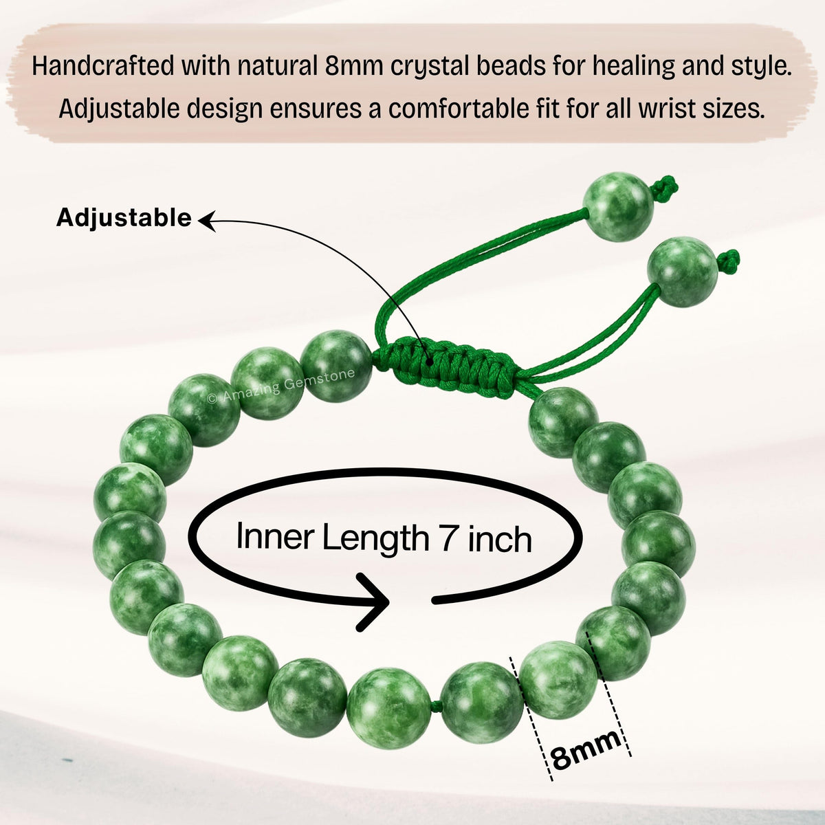 Amazing Gemstone Tree Agate Bracelet for Women Men's Gifts - Protection Healing Crystal Bracelet - 8mm Gemstone Beaded Adjustable Bracelet