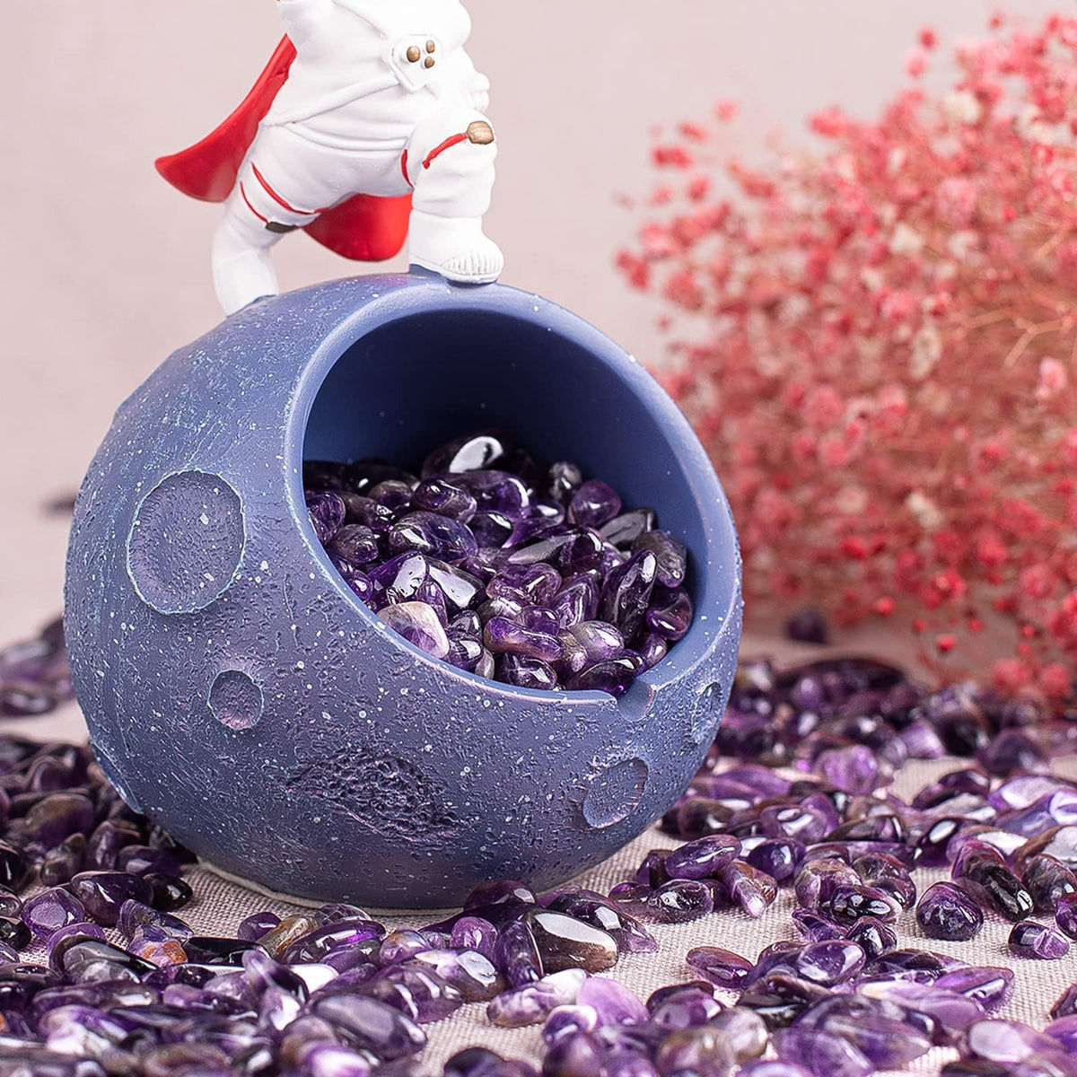 SigMntun Polished Amethyst Crystal Chips 200 Pcs - 0.3" 10 oz Tumbled Stone Chips Crushed Sea Glass Stones Healing Reiki Crystal Making Home Decoration
