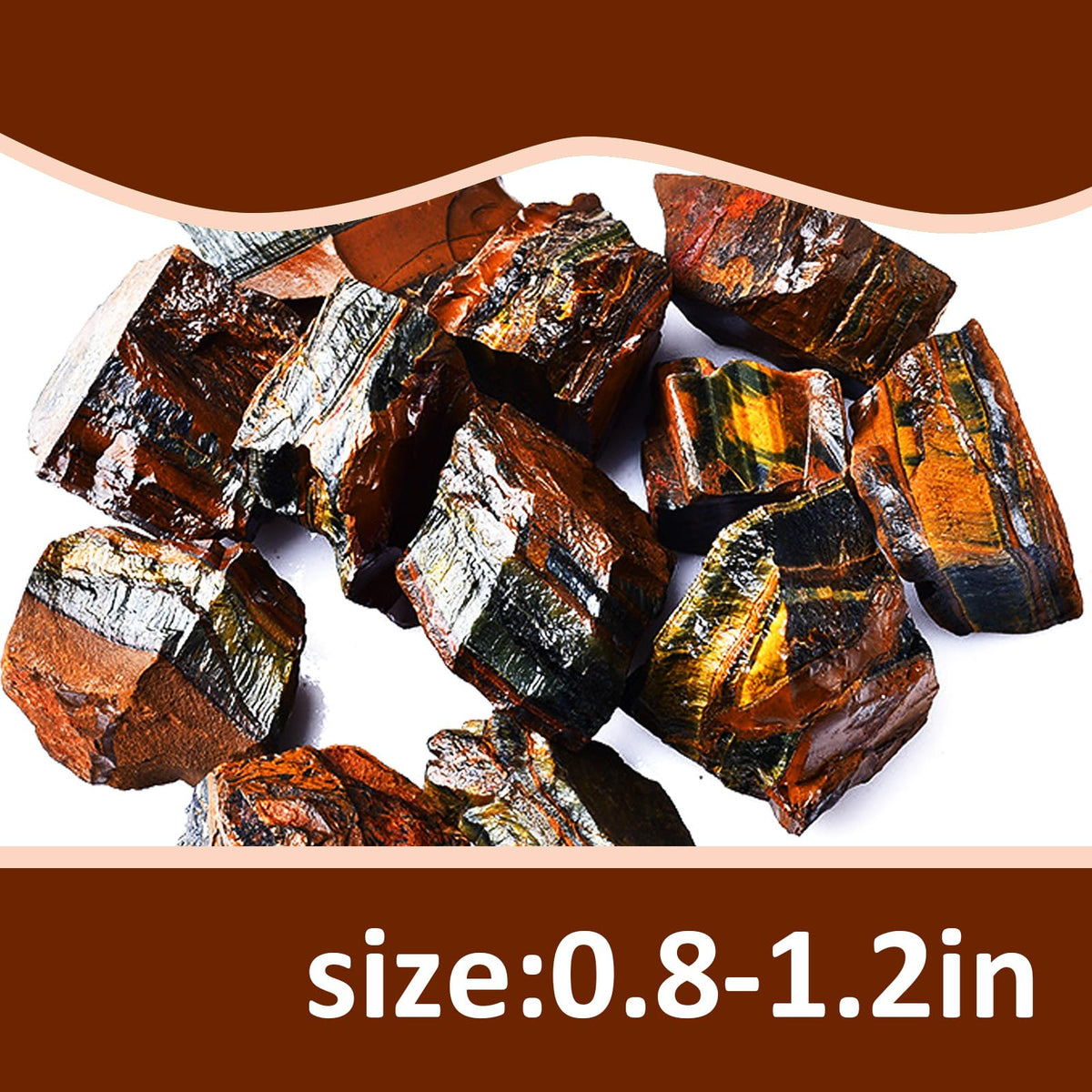 Raw Crystals, Large 1.2-2.0" Healing Crystal Natural Rough Stones for Intuition,Chakra,Meditation,Decoration,Polishing,Energy Work (Tiger's Eye, 3.5oz-0.8-1.2"raw Crystals)