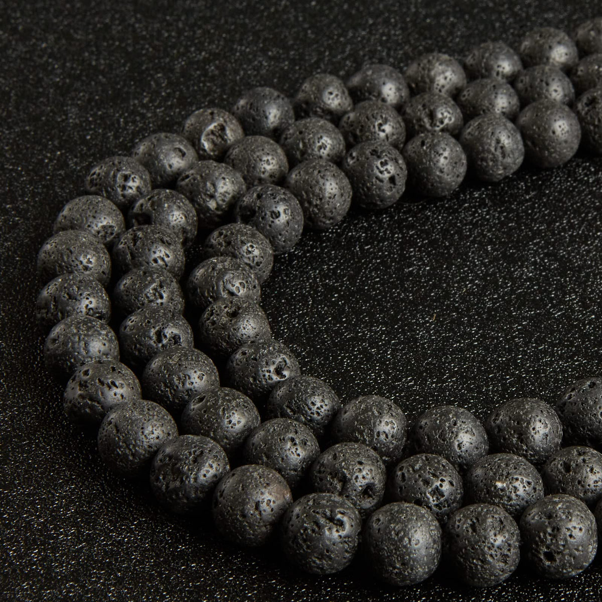 100pcs 6mm Black Lava Beads Natural Gemstone Beads Round Loose Beads for Jewelry Making
