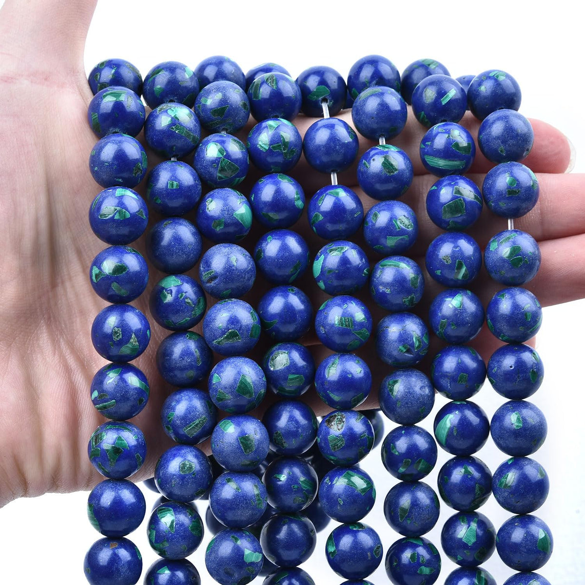 HAAMIIQII 12mm Lapis Lazuli Round Stone Spacer Beads, Loose Gemstone Beads for Jewelry Making, DIY Bracelet, Necklace, Healing Crystal 15 Inch (33pcs)
