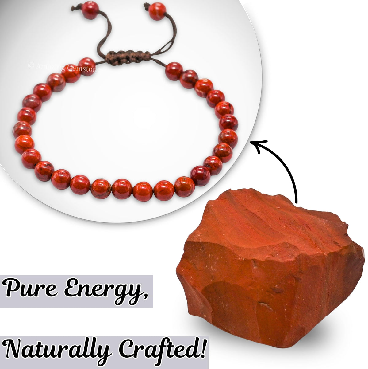 Red Jasper Bracelet for Women Men's Gifts - Protection Healing Crystal Bracelet - 6mm Gemstone Beaded Adjustable Bracelet Pulseras Para Hombres Mujer Stocking Stuffers