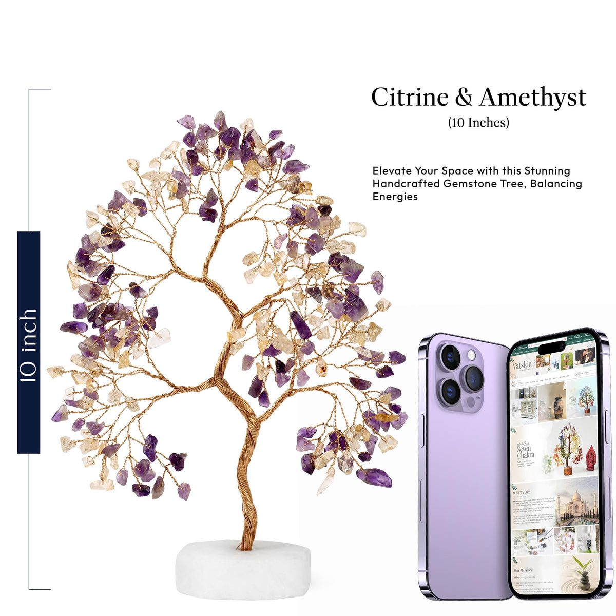 Amethyst and Citrine Gemstone Tree, Crystals and Healing Stones, Crystal Tree for Positive Energy, Tree of Life, Clever Birthday Gifts, Chakra Tree, Tree of Life Decor, Thoughtful Gifts for Women