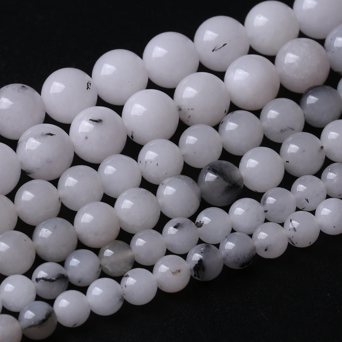 60PCS 6MM Black Rutilated Quartz Stone Beads Energy Healing Beads for DIY Jewelry Bracelet Necklace Making for Jewelry Making 15Inch