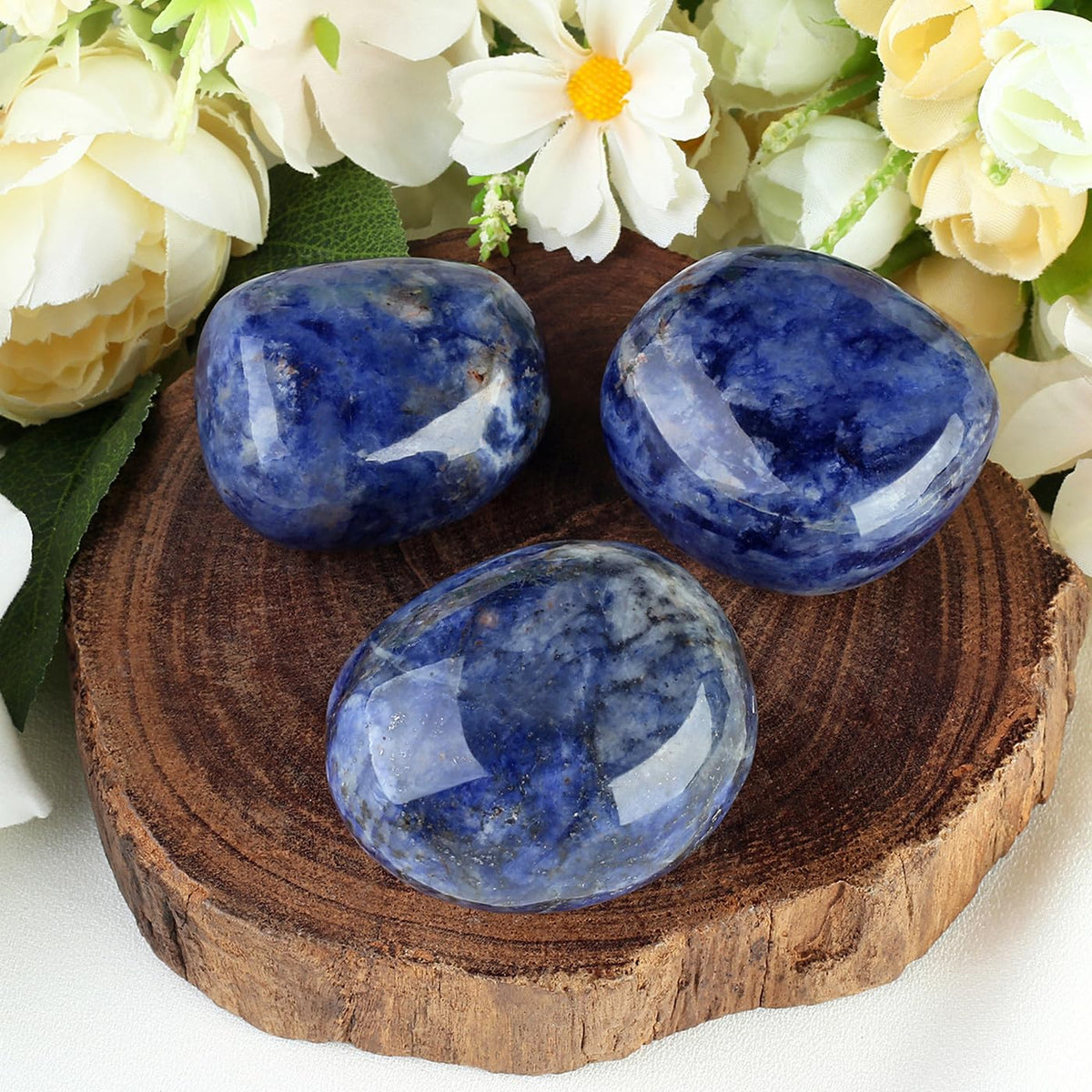 MAIBAOTA 1.6-2.0" Blue Sodalite Crystal Large Sodalite Stone Reiki Blue Crystal Natural Tumbled Blue Polished Stones for Energy Witchcraft Therapy Meditation DIY Crystals for Protection