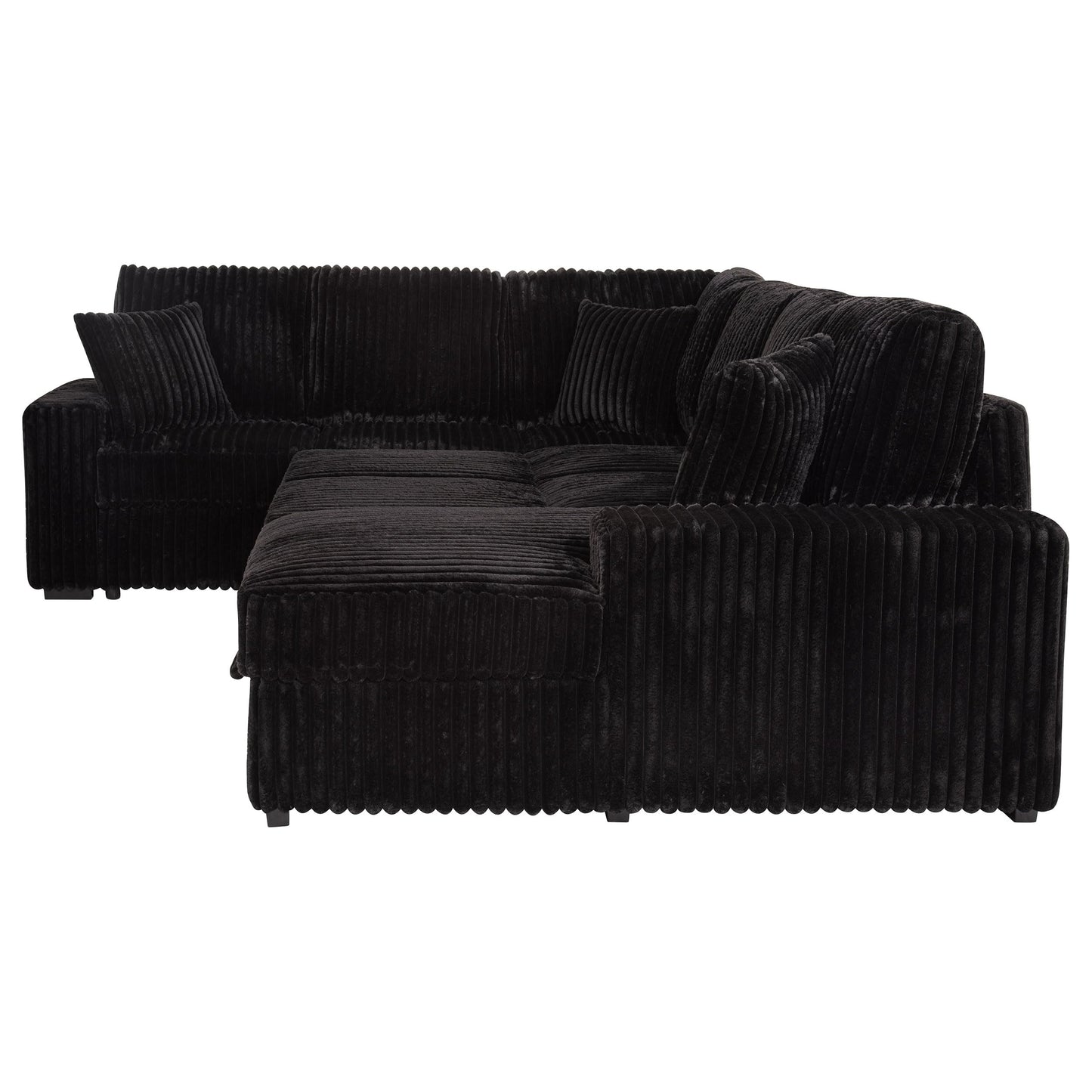Coaster Home Furnishings - Devonshire - Sleeper Sectional Sofa with Pop-Up Sleep Surface, Storage Chaise, Three Accent Pillows and Pull-Out Bed - Living Room - Black - 511049