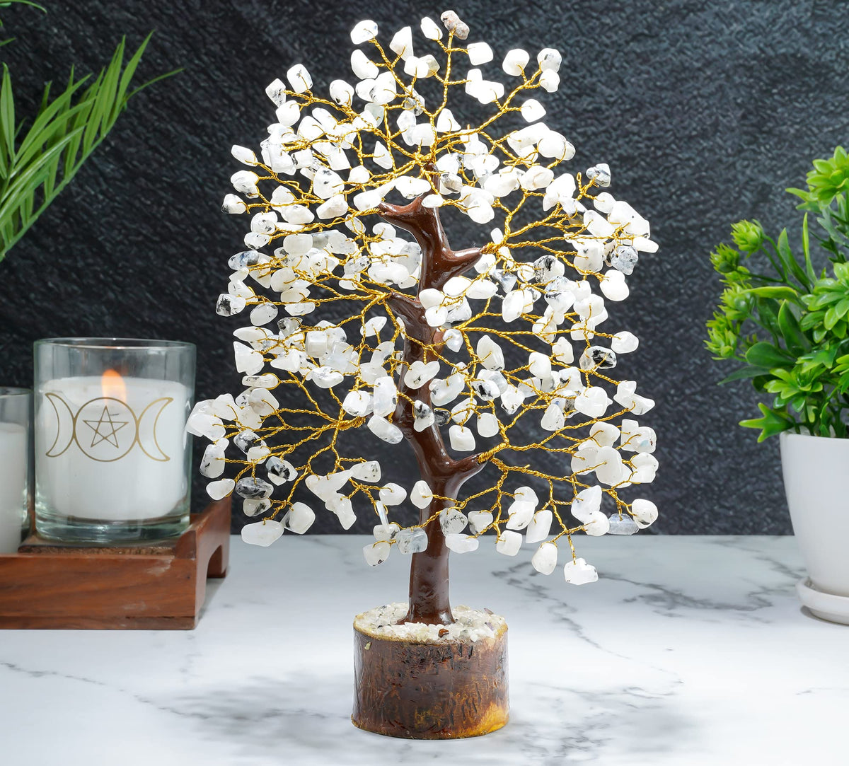 Crocon® Rainbow Moonstone Crystals Tree of Life, Birthday Gifts for Women, Men & Friends, Crystals & Healing Stones, Home Decor, Money Tree, Women Gift Ideas, House Warming Gifts New Home for Sister