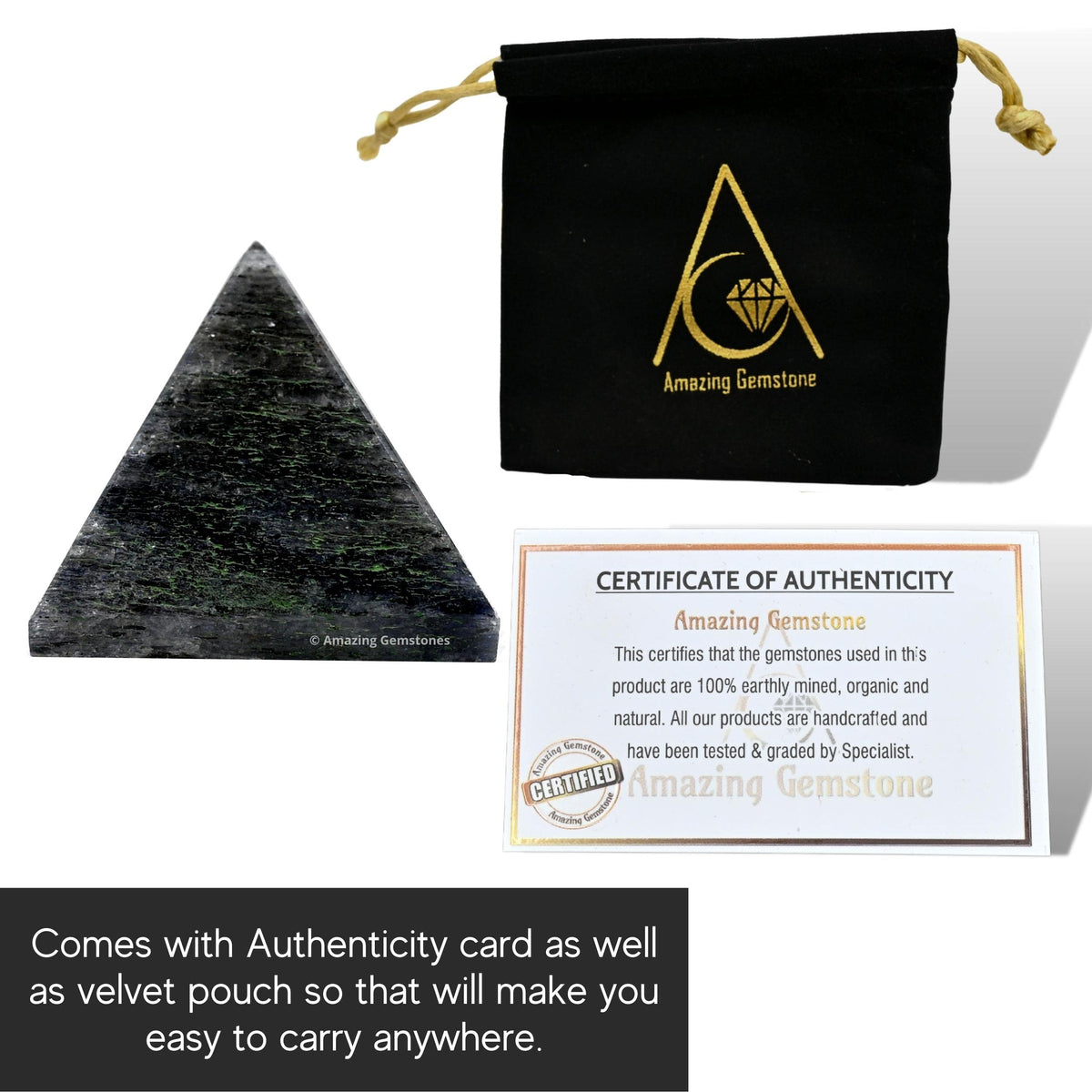 Amazing Gemstone Nuummite Pyramid Crystal Healing Stones - 1" Great Pyramid Figurine of Natural Stone Pyramid for Meditation, Reiki, Chakra Balancing and Crystal Pyramids Grid