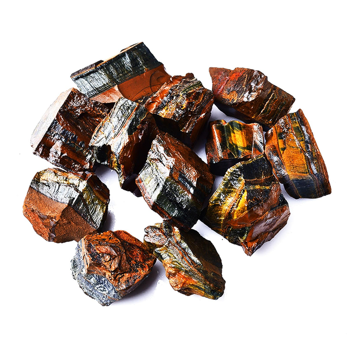 Raw Crystals, Large 1.2-2.0" Healing Crystal Natural Rough Stones for Intuition,Chakra,Meditation,Decoration,Polishing,Energy Work (Tiger's Eye, 3.5oz-0.8-1.2"raw Crystals)