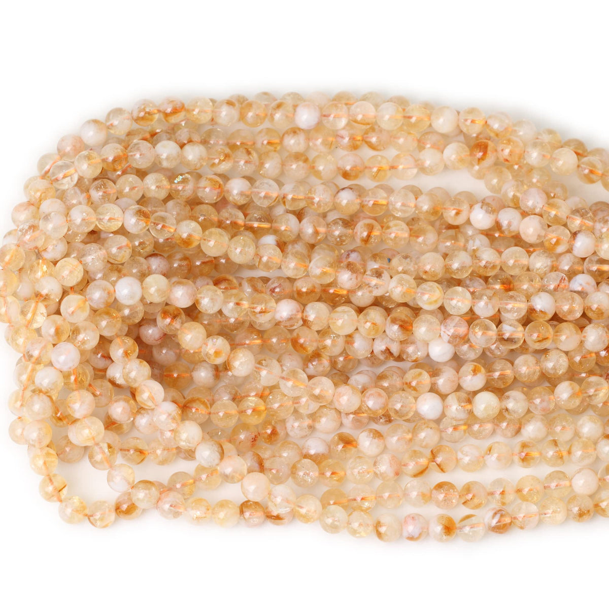 CHEAVIAN 60PCS 6mm Natural Yellow Feather Citrine Gemstone Round Loose Beads Crystal Energy Stone Healing Power for Jewelry Making 1 Strand 15"