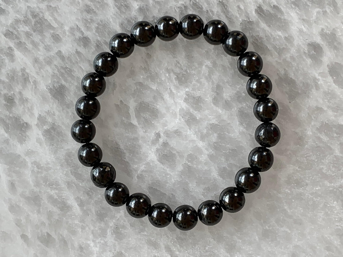 GAF TREASURES Shungite Crystal Bead Bracelet 8mm, Genuine Shungite Stretch Gemstone Bracelet, Healing Crystal Bracelet, Gift for Men & Women (1)
