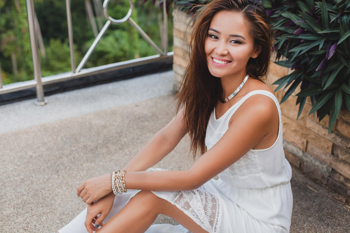 SPUNKYsoul stretch bracelet (White and Gold)