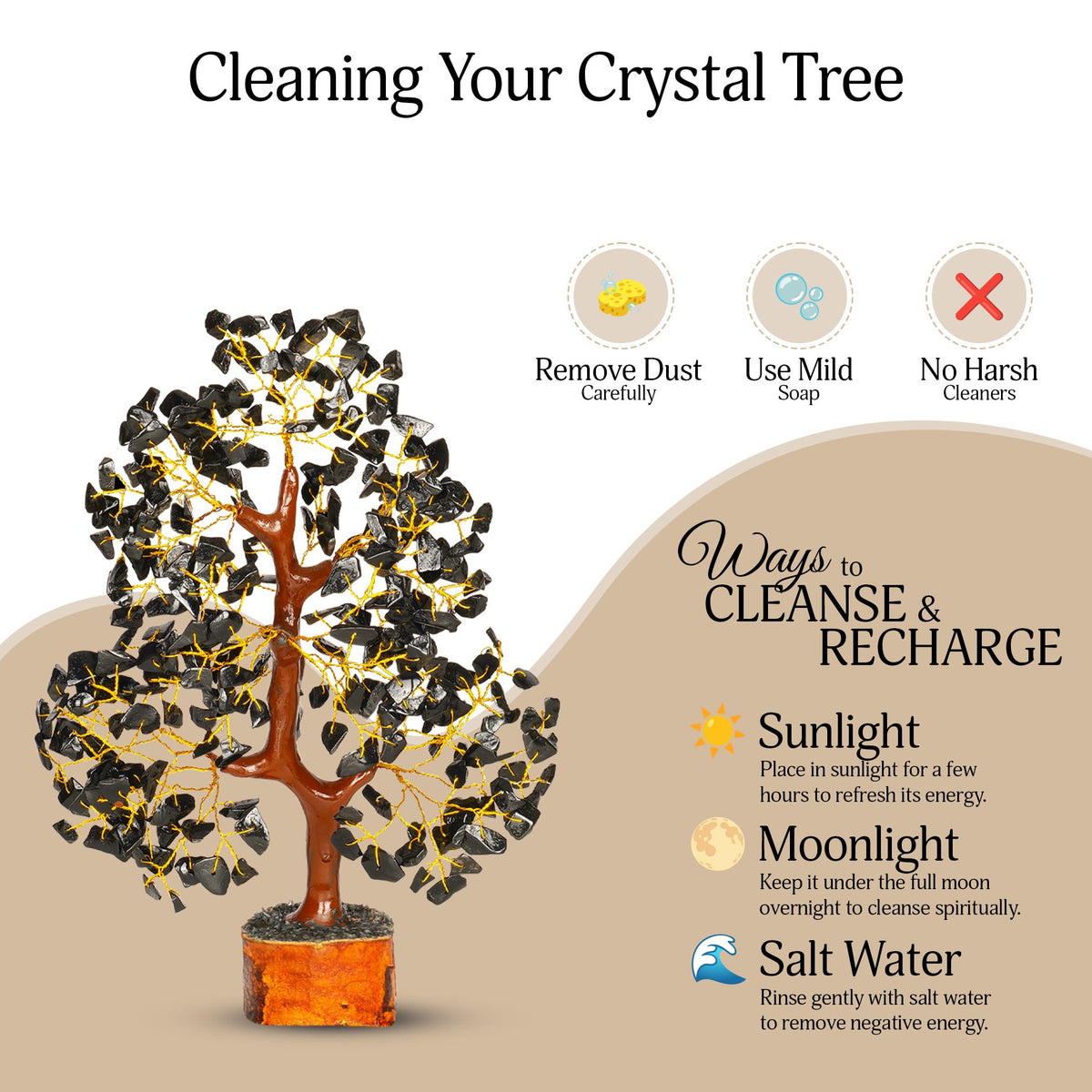 YATSKIA Black Tourmaline Crystal Tree of Life - Money Tree - Birthday Gifts for Women - Chakra Crystals and Stones - Positive Energy Gifts