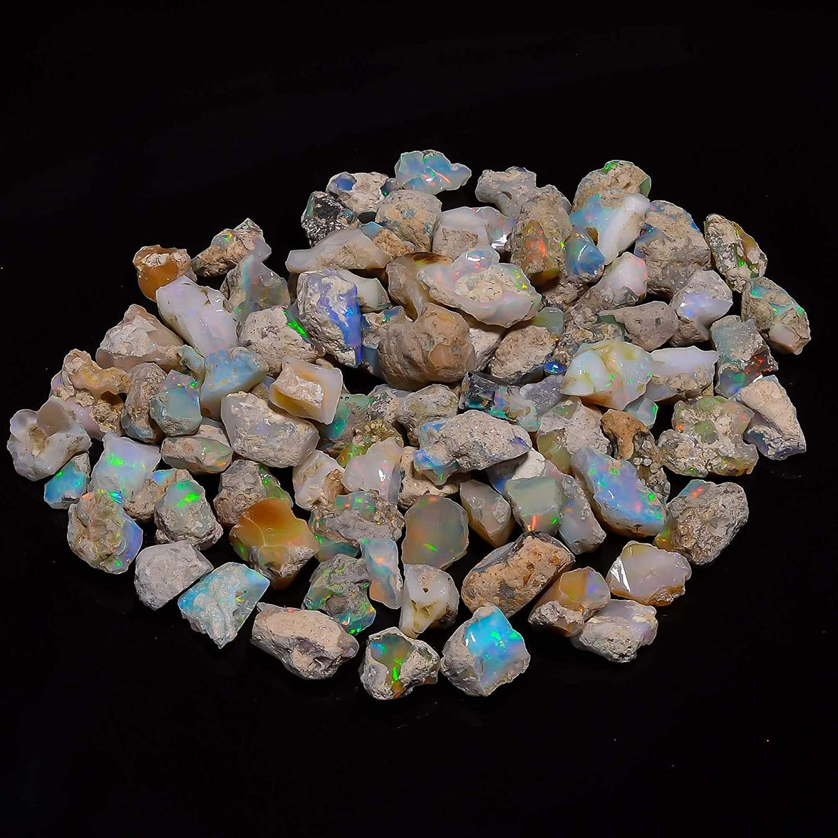 GEMKORA 100 cts Ethiopian Opal Raw, Fire Play Opal, Opal Supply, Jewelry Making Stones, DIY Crystals, Chakra Opal, Healing Opals, Birthstone, Good Luck Gemstones, Opal Rough