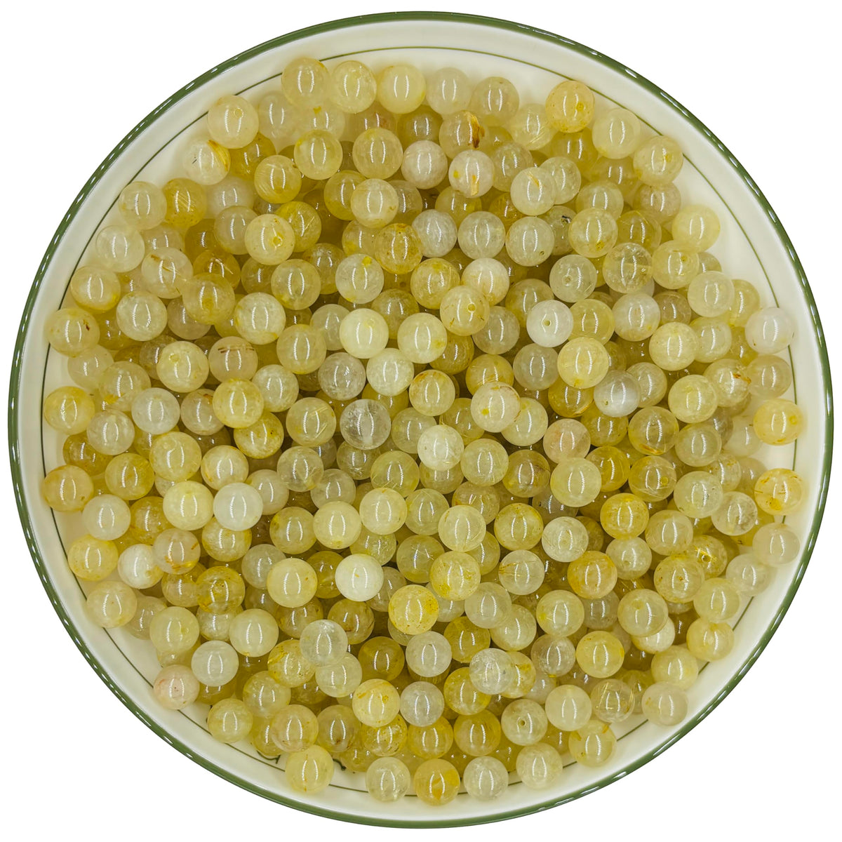 WHNKFB 10mm 50PCS Natural Frosted Gold Rutilated Quartz Round Beads, Cotton-Like Included Loose Crystal Beads for Jewelry Making Craft - 4mm 6mm 8mm 10mm Options with Free Elastic Cord