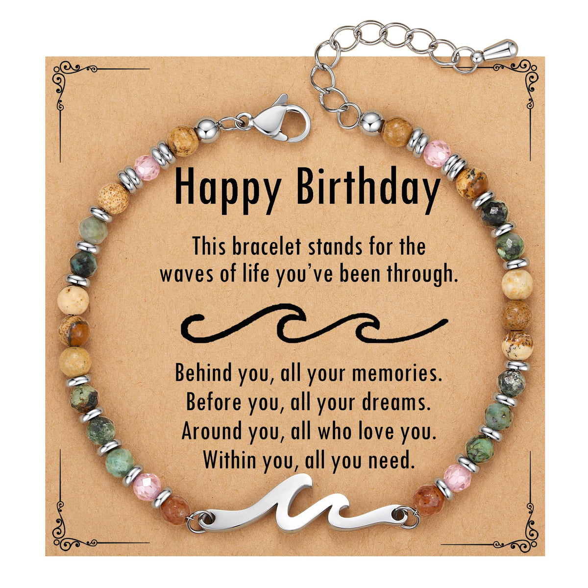TONY & SANDY Birthday Gifts for Women, 30th 40th 50th 60th 70th 80th Birthday Gifts for Women Unique, Wave Bracelet, Happy Bday Presents for Her, Best Friend, Mom, Sister, Daughter, Wife
