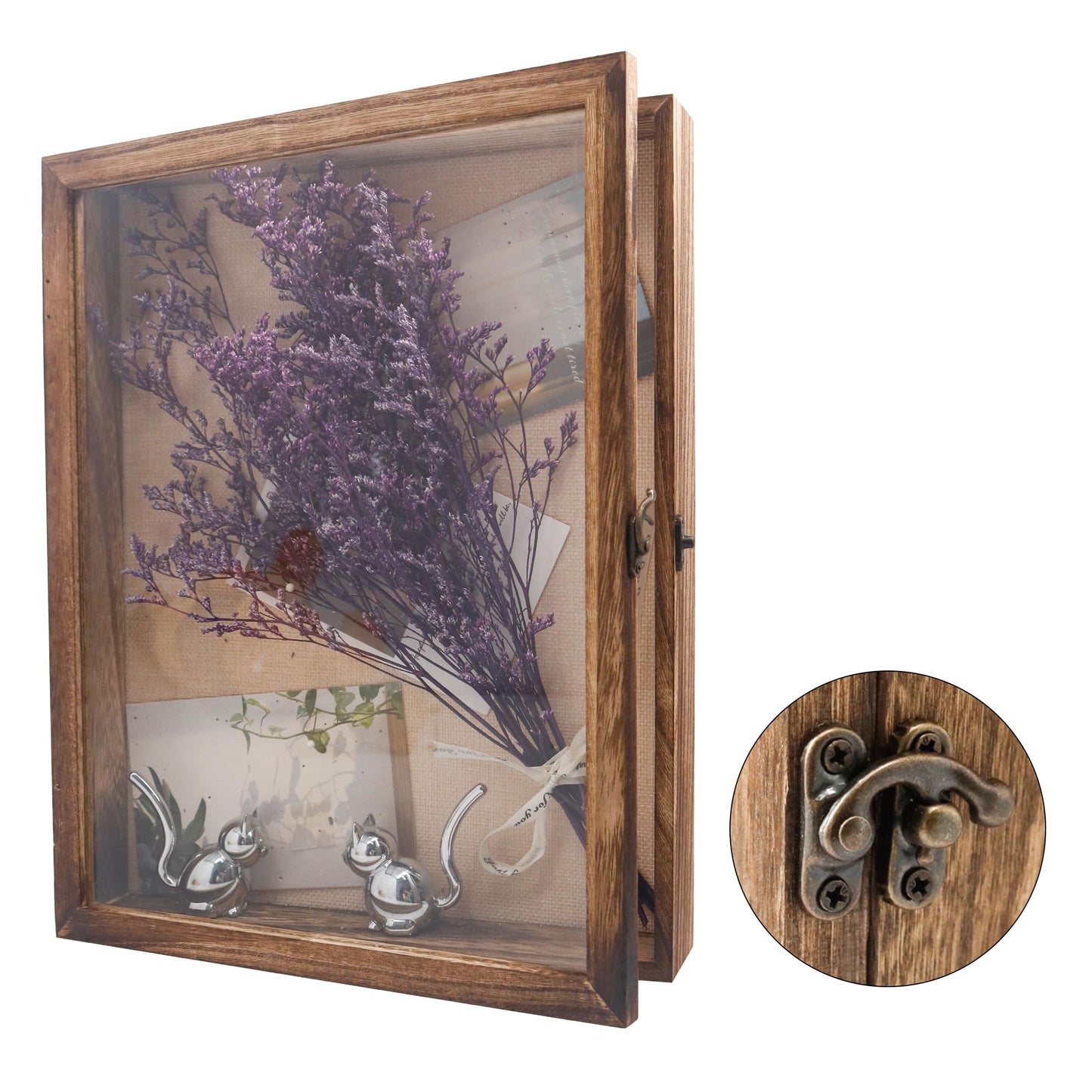 Hodeframe Shadow Box Frame 11x14, Wood Display Boxes with Linen Back - Large Shadow Box with Paulownia Wood and Real Glass Cover for Wall or Tabletop Display