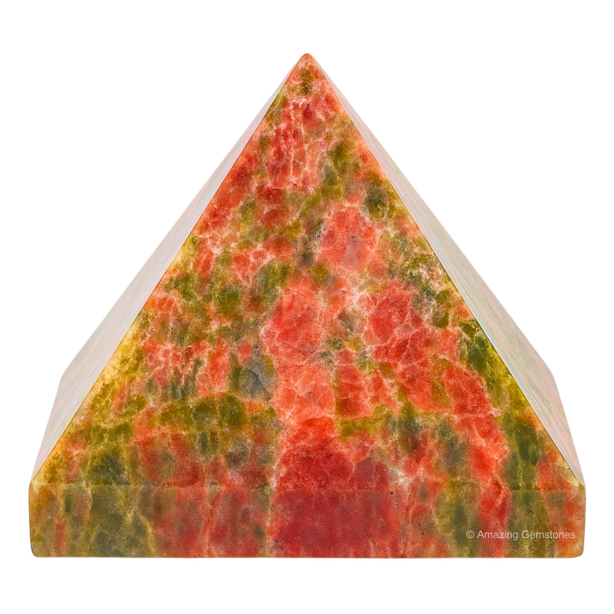 Amazing Gemstone Unakite Pyramid Crystal Healing Stones - 2" Great Pyramid Figurine of Natural Stone Pyramid for Meditation, Reiki, Chakra Balancing and Crystal Pyramids Grid