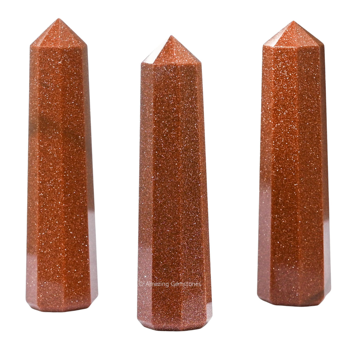Amazing Gemstone Red Goldstone Crystal Towers - Natural Healing Crystal Point Obelisk for Reiki Healing and Crystal Grid (3" to 4" INCH)