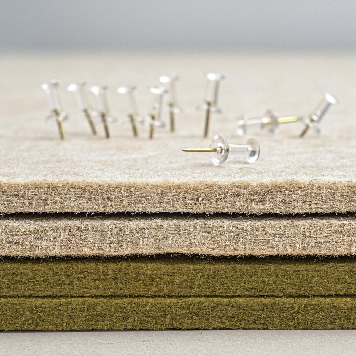 Bulletin Board, 24 x 18 inches Felt Board Decorative Pin Board, Cork Board Alternative for Wall, Foldable Photo Board Self-Adhesive Vision Board Mood Board with 20 Pushpins - Olive