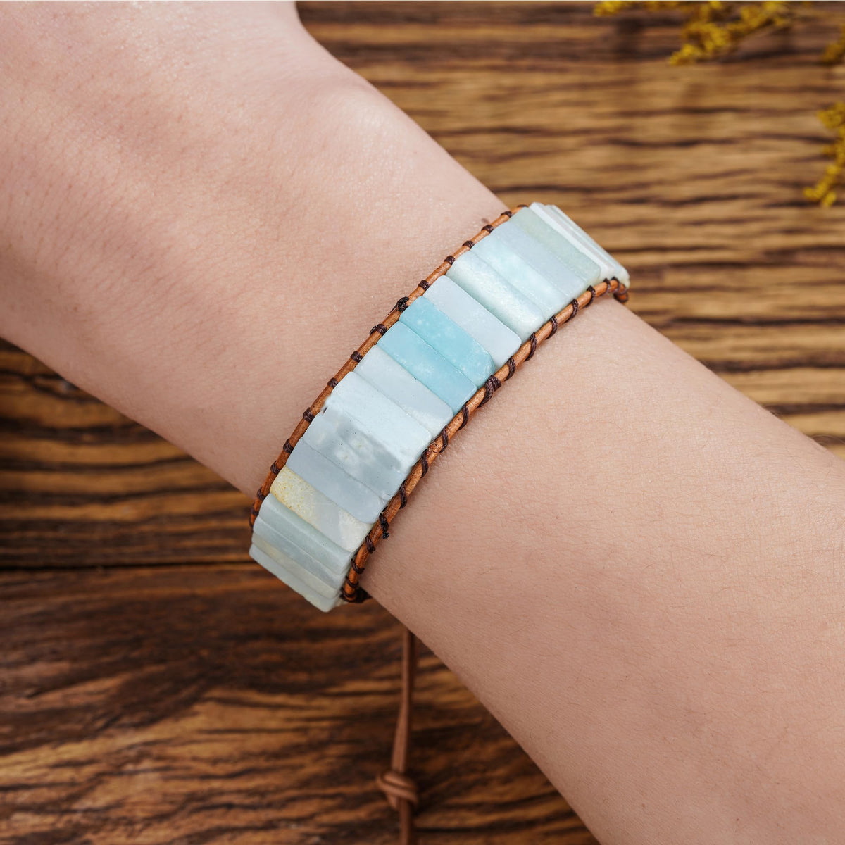 Plumiss Natural Amazonite Stone Bead 1 Wrap Braclet Jewelry Gift for Women