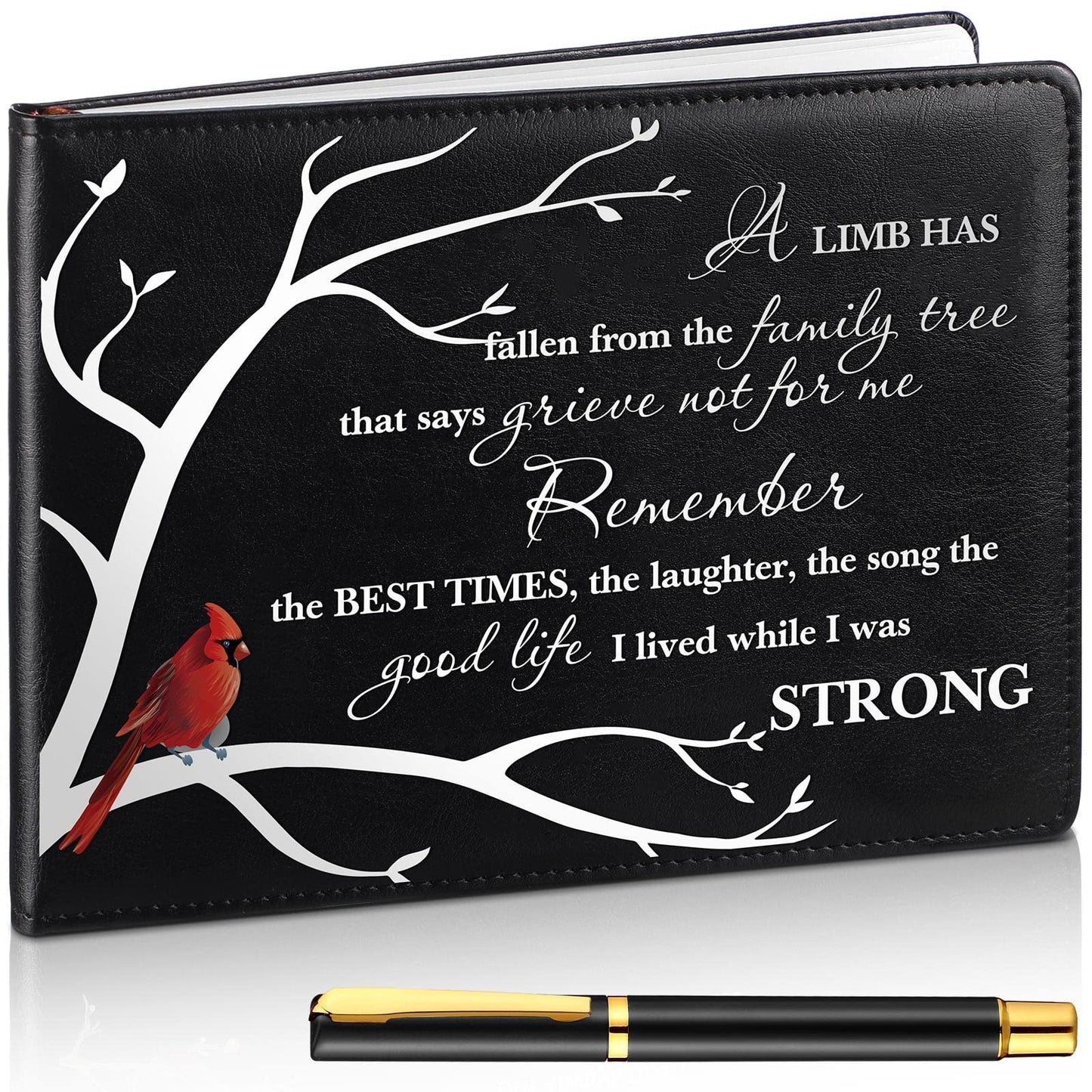Yingzhao Funeral Guest Book for Memorial Service in Loving Memory Guest Book with Pen 144 Pages Cardinal Celebration of Life Party Supplies Funeral Sign in Books for Guests