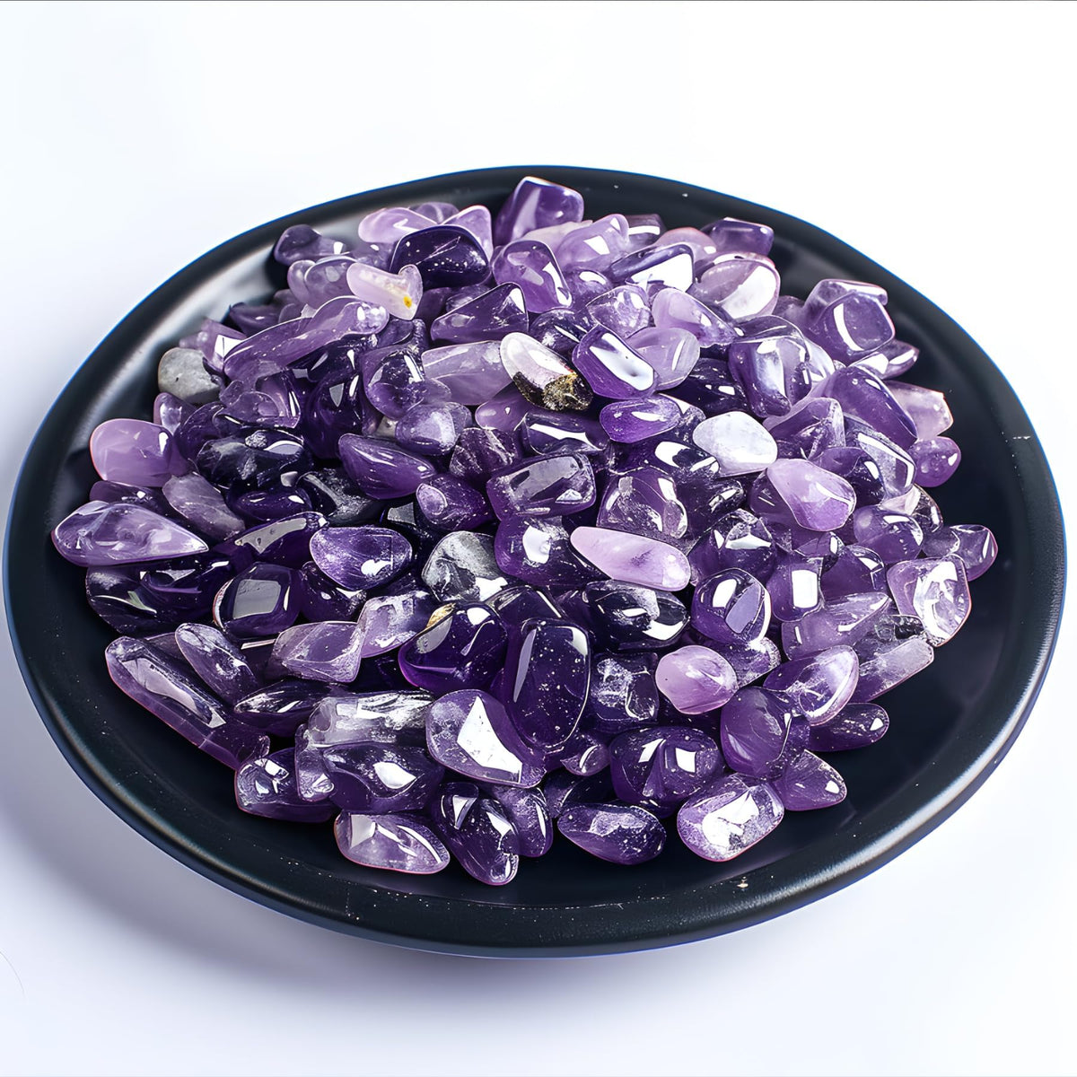 SigMntun Polished Amethyst Crystal Chips 200 Pcs - 0.3" 10 oz Tumbled Stone Chips Crushed Sea Glass Stones Healing Reiki Crystal Making Home Decoration
