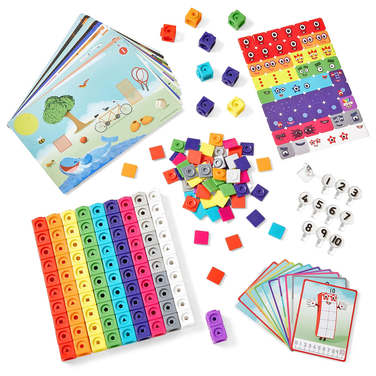 hand2mind MathLink Cubes Numberblocks 1-10 Activity Set, 30 Preschool Learning Activities, Counting Blocks, Linking Cubes, Educational Toys for Kids, Number Games, Math Manipulatives Kindergarten