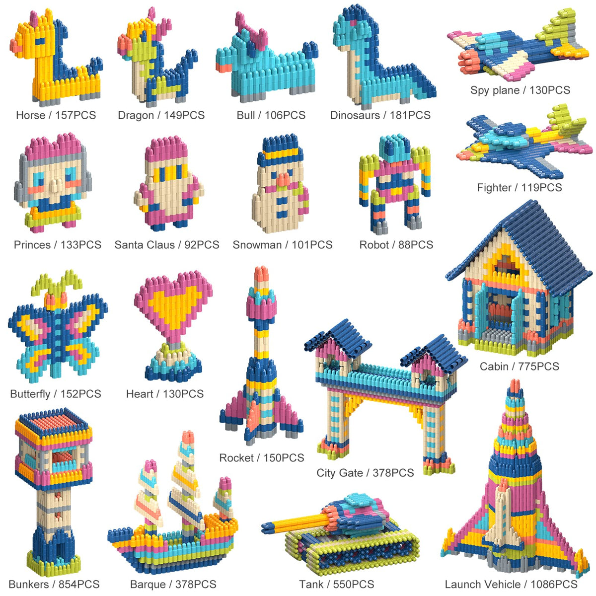 Tigerhu Kids 1120pcs Building Blocks Set Educational STEM Building Toy, Construction Block Toys Set Learning Playset Kit for Boys Girls, Child Brain Development Preschool Kindergarten Toy Age 3+
