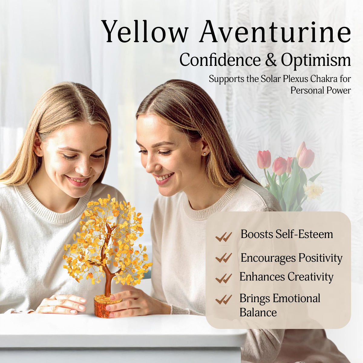 Yellow Aventurine Crystal Tree - Chakra Stones - Crystal Tree of Life - Crystals and Stones - Holistic Gifts for Women - Spiritual Room Decor - Gemstone Tree - Crytals and Gemstones - Good Luck Gifts