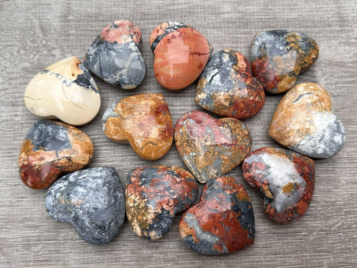 Maligano Gemstone Hearts, Polished Maligano Puffy Hearts, Maligano Crystal Palm Stone, Maligano Healing Crystal Hearts (1 Heart)