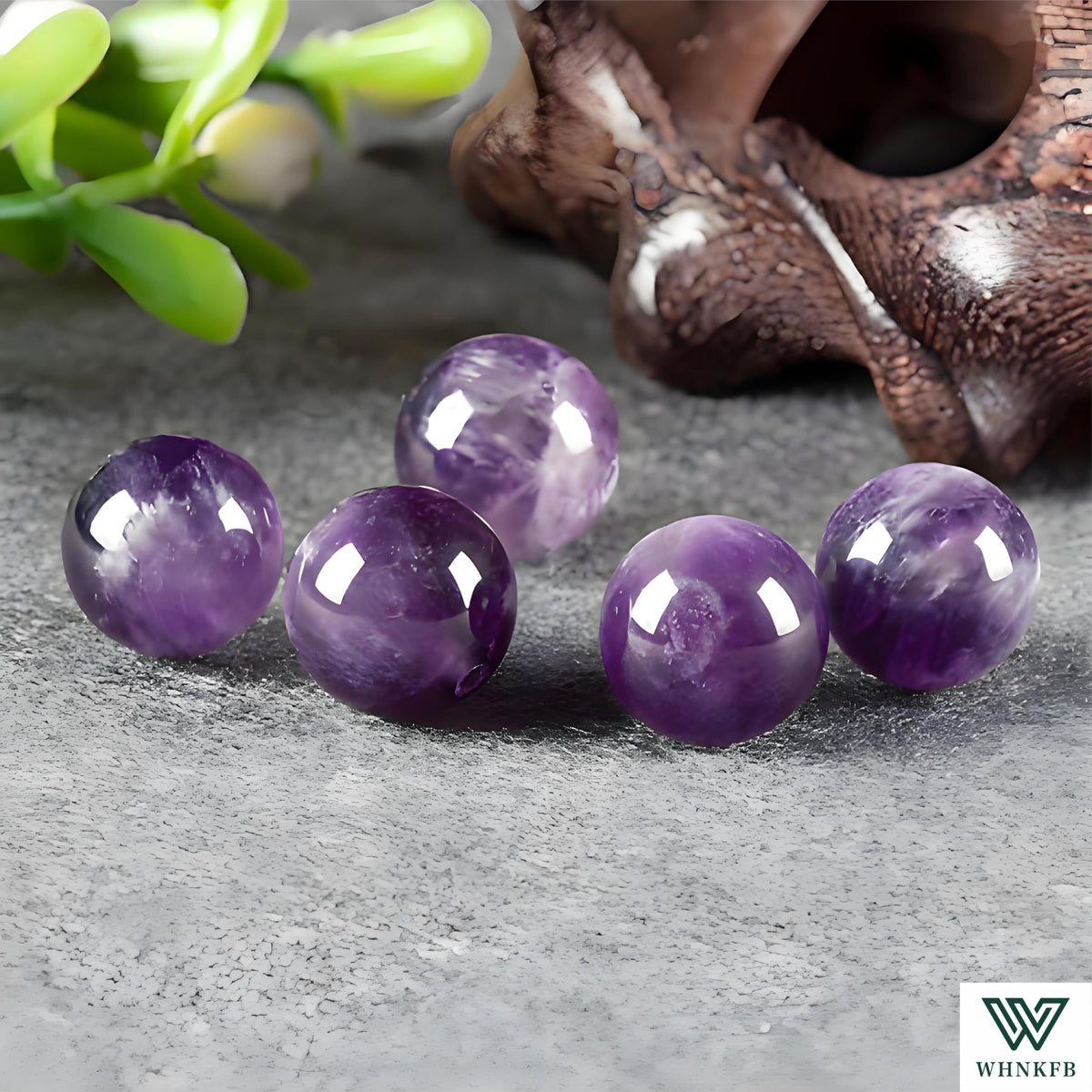 WHNKFB 8mm 50PCS Natural Amethyst Round Beads, Smooth Polished Loose Purple Crystal Beads for Jewelry Making Craft - 4mm 6mm 8mm 10mm Options with Free Elastic Cord