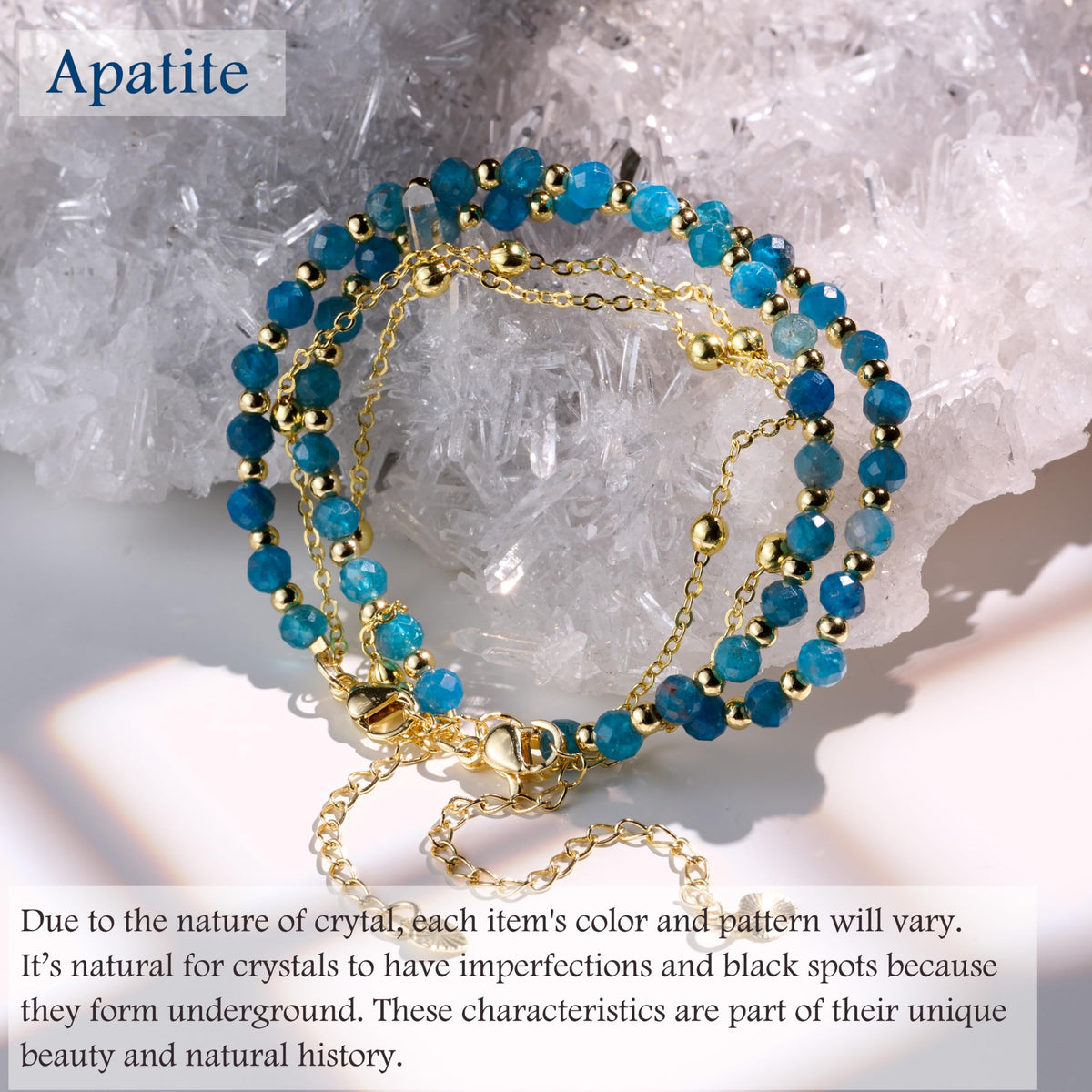 Farfume Apatite Crystal Bracelet Beaded Bracelets for Women 4mm Natural Stone Beads Gemstone Handmade Jewelry Valentine's Day Gifts