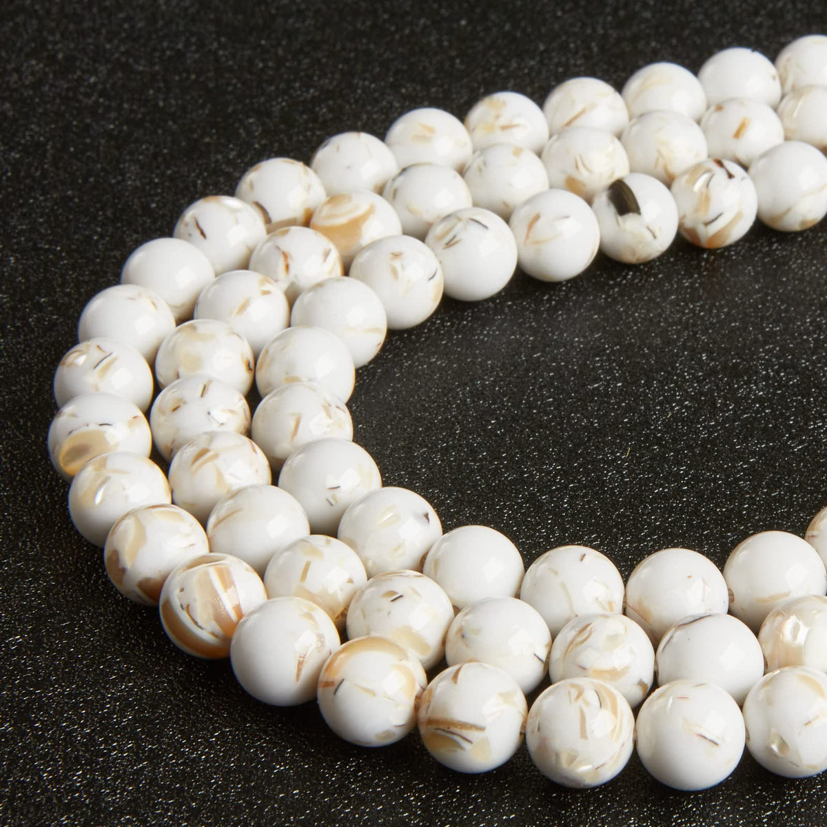 100pcs 8mm White Shell Turquoise Beads Natural Gemstone Beads Round Loose Beads for Jewelry Making