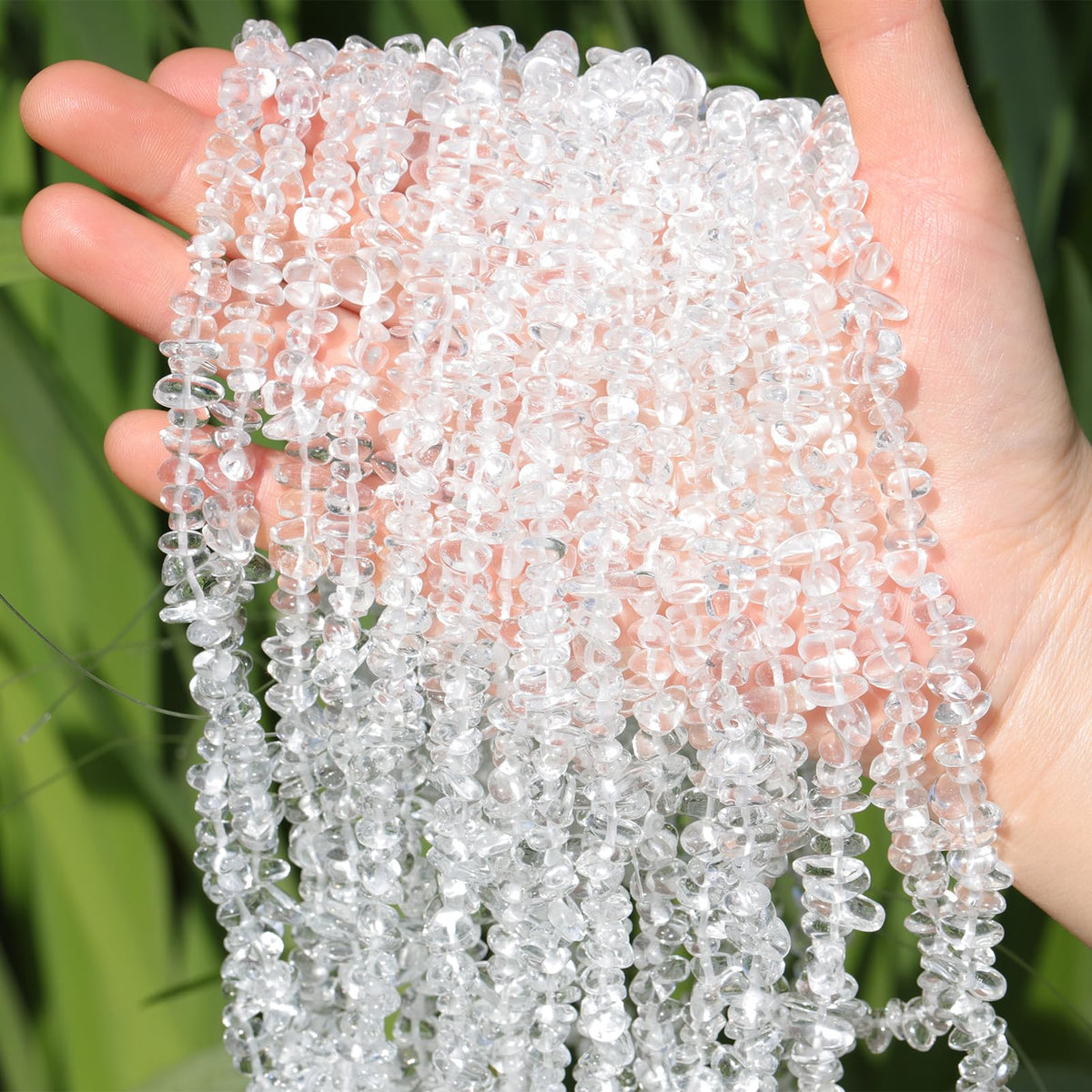 400pcs 5-8mm Clear Crystal Glass Chip Beads Irregular Pre Drilled Loose Beads for DIY Bracelet Necklace Pendant Jewelry Making Supplies