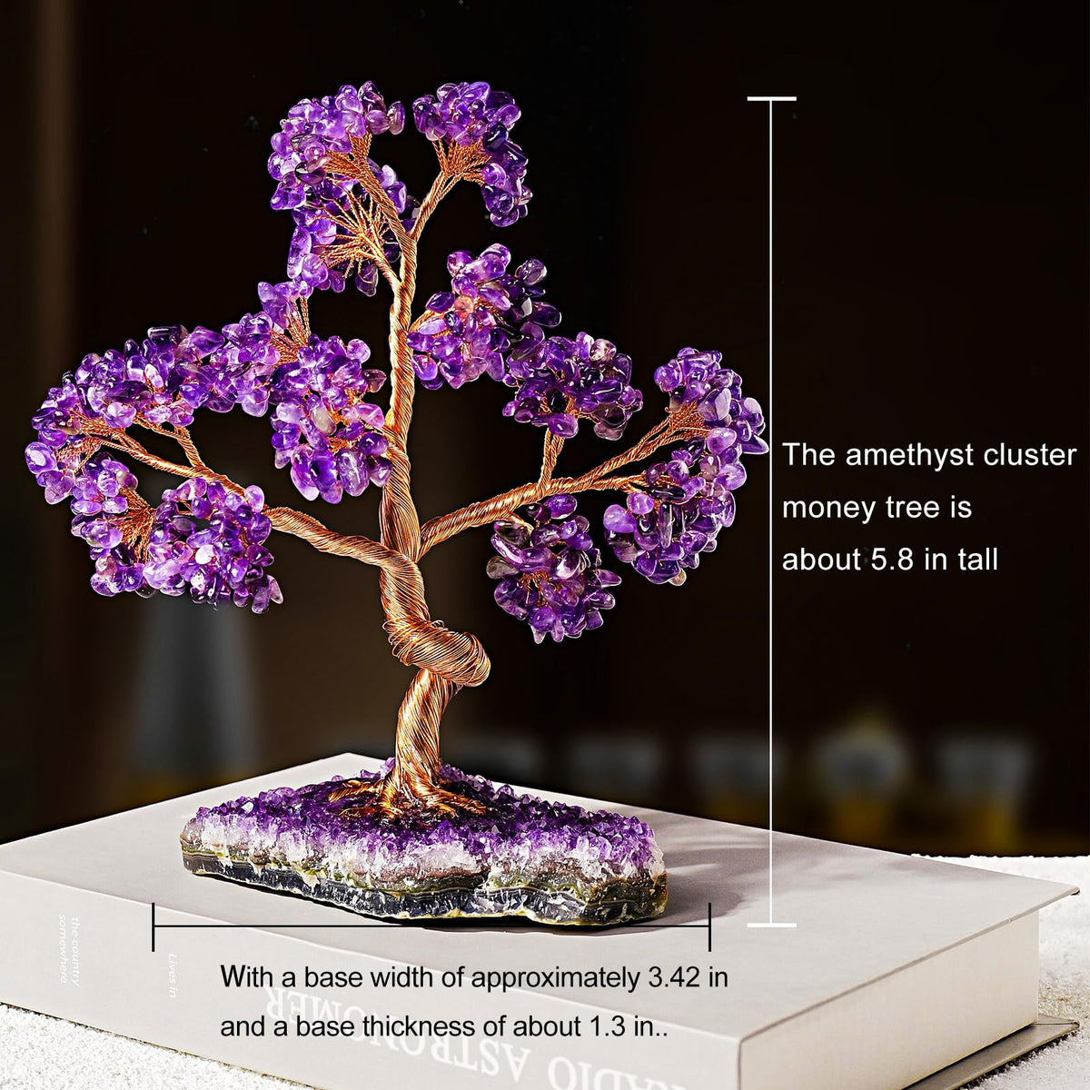 Runyangshi Natural Crystal Amethyst Cluster Tree Tree of Life Natural Crystal Healing Stones Gemstone Trees Fengshui Good Luck Positive Energy Home Decor