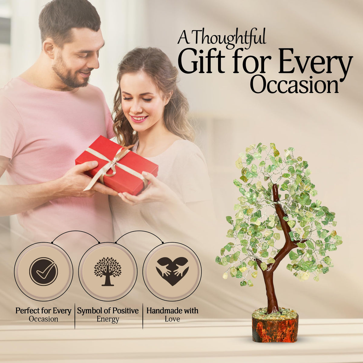YATSKIA Green Jade Crystal Tree of Life - Crystals and Stones - Gemstone Tree - Crystals Decor - Feng Shui Decor - Crystal Gifts for Women