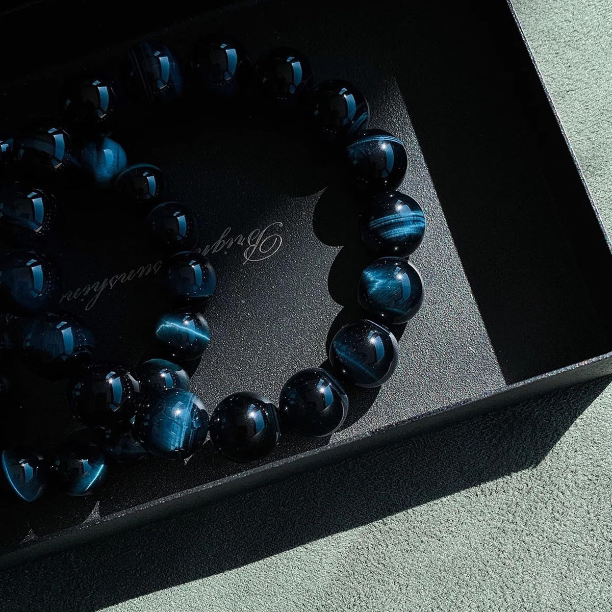 Cryhand Female 8mm Beaded Bracelets For Women Simulated Blue Tigers eye Bracelet for Men Handmade Lucky Money Stretchy Crystal Bracelets Best Gifts