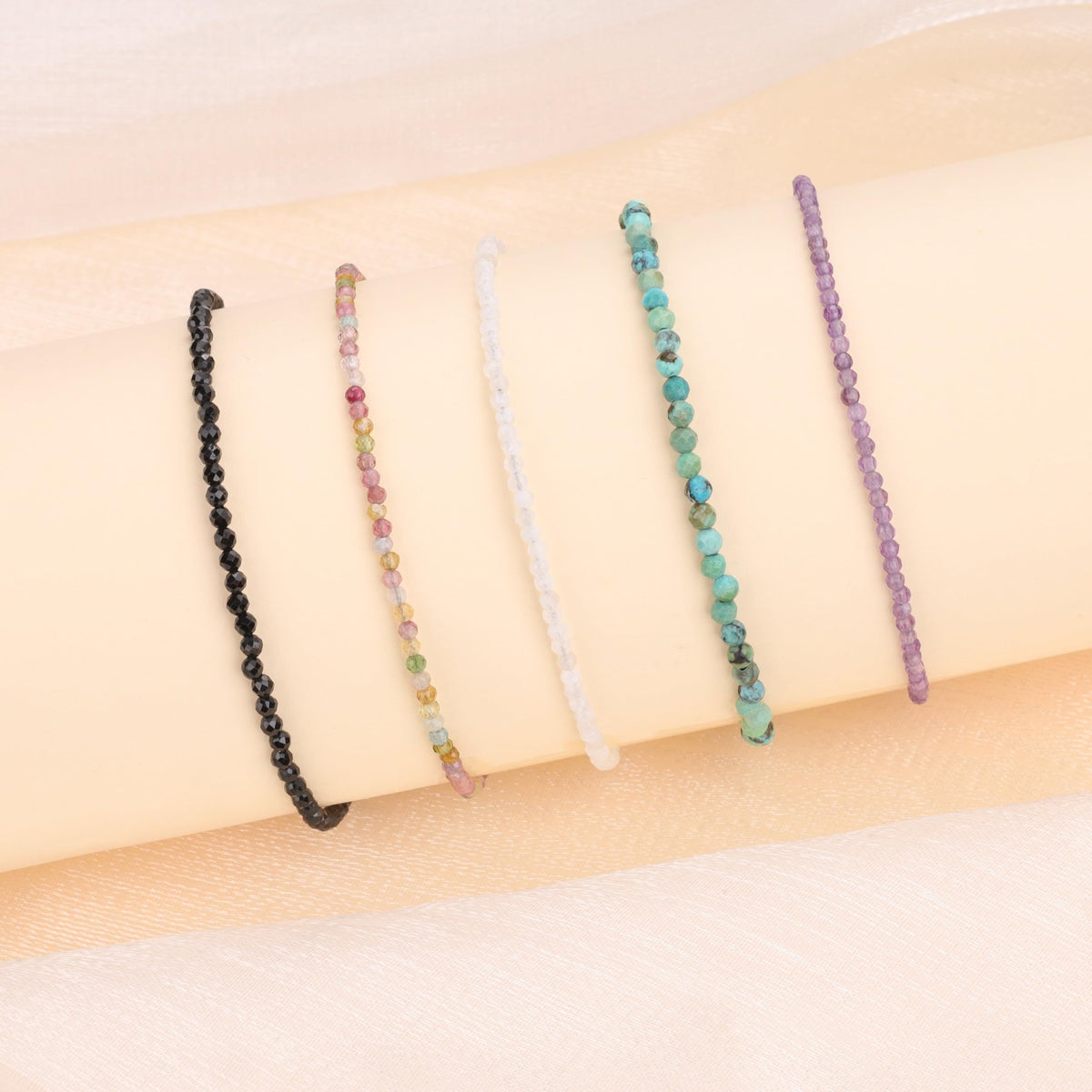 COAI Women's Crystal Bracelet, Black Tourmaline Bracelet for Women 3mm
