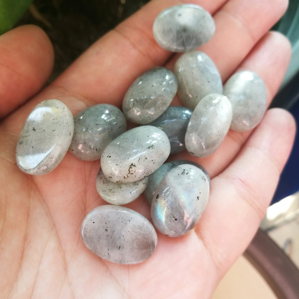 Bacatgem 7 Pcs Moonstone Oval Cabochons Flatback Crystal Stone Gemstones Beads for Jewelry Making DIY,18x13mm