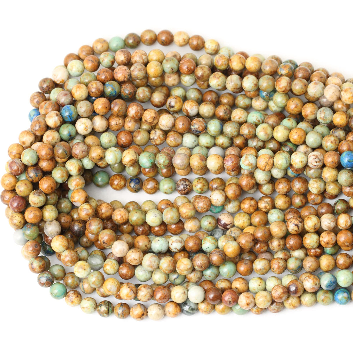 CHEAVIAN 60PCS 6mm Natural Peacock Turquoise Gemstone Round Loose Beads for DIY Bracelet Necklace Earrings Jewelry Making 1 String 15 Inches