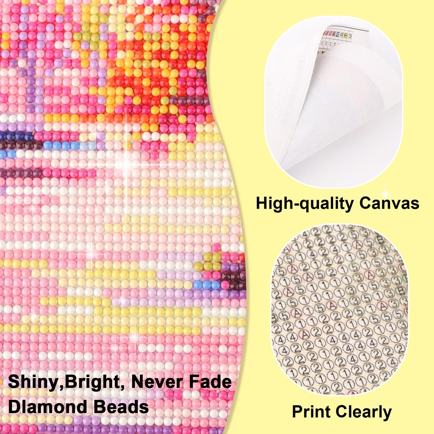 Focart Diamond Painting Kits for Adults Beginners, Full Drill Round Diamond Art, Flower Float Pattern 5D DIY Paint by Numbers Gem Art for Home Wall Decor, Ideal Gift for Women Mom Grandma