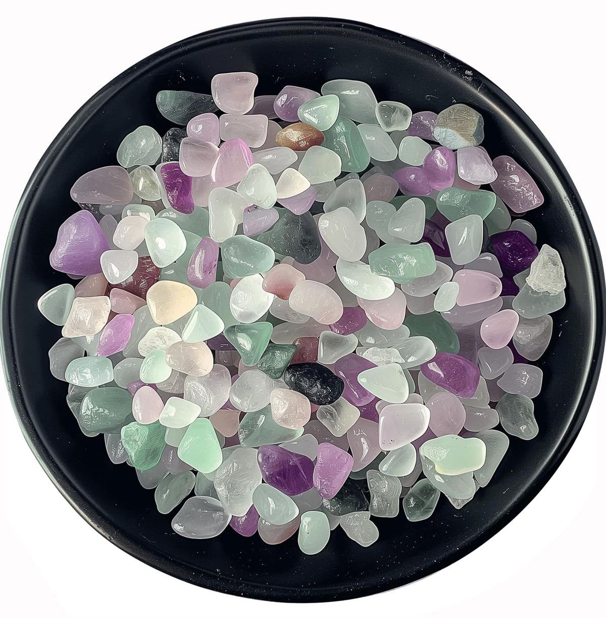 SigMntun Polished Fluorite Crystal Chips 200 Pcs - 0.3" 10 oz Tumbled Stone Chips Crushed Sea Glass Stones Healing Reiki Crystal Jewelry Making Home Decoration