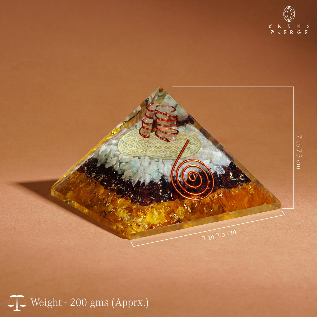 Chakra Healing Crystal Pyramid, Unique Birthday Gifts for Womens, Mom, Love One, Citrine Clear Quartz Orgonite Orgone Pyramid for Meditation, Balance, Positive Energy, Success, Office Desk Decor