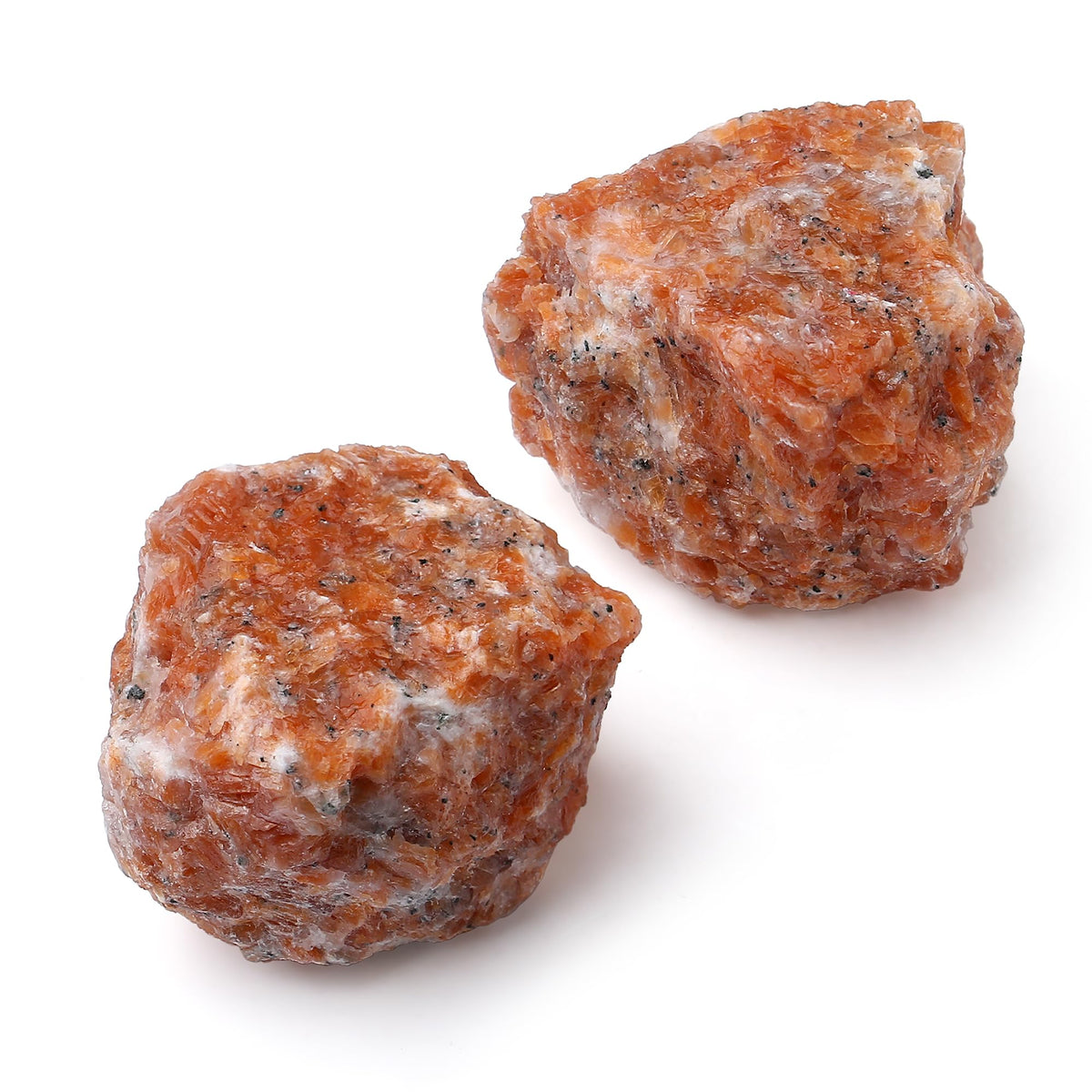 QINJIEJIE Sunstone 2PCS Raw Crystals 1.8-2.2'' Natural Crystals Healing Stones Bulk Large Stones for Tumbling Cabbing Fountain Rocks Polishing Handmade Gifts